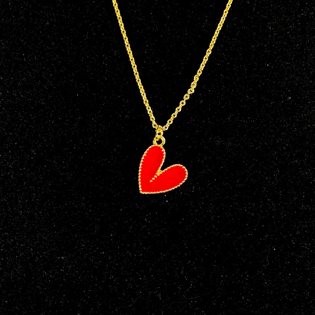 Cute Red Heart Charm Necklace