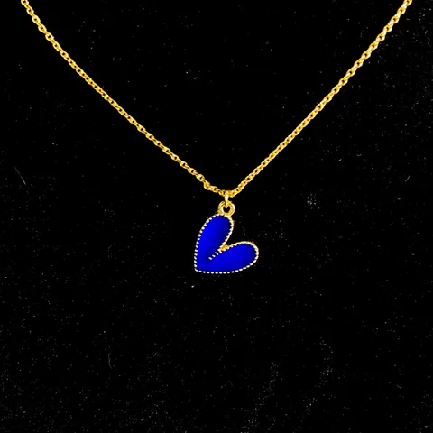 Dark Blue Heart Charm Necklace