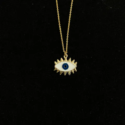 Blue & White Evil Eye Charm Necklace
