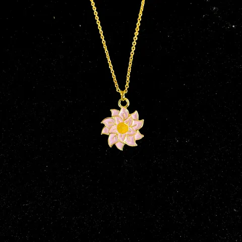 Pink Flower Charm Necklace