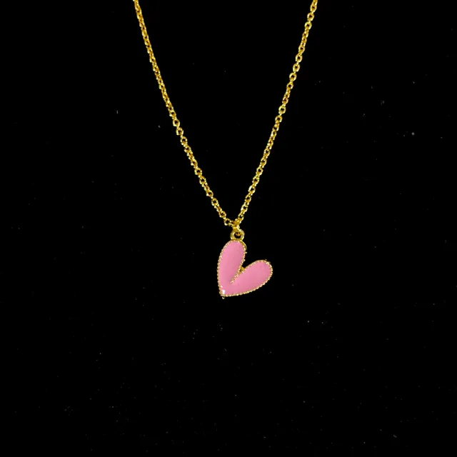 Cute Pink Heart Charm Necklace