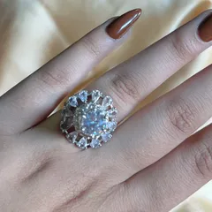 Stone Studded  American Diamond Statement Ring (Adjustable)