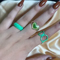 Y2K Colourful Trendy Green Rings