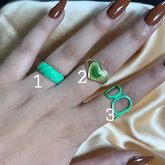 Y2K Colourful Trendy Green Rings