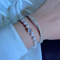 Fashionable Pearls &  American Diamond Bracelet