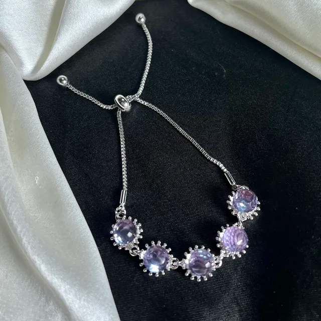Crystal Lavender Round Studded Designed Bracelet