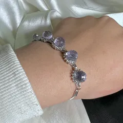 Crystal Lavender Round Studded Designed Bracelet