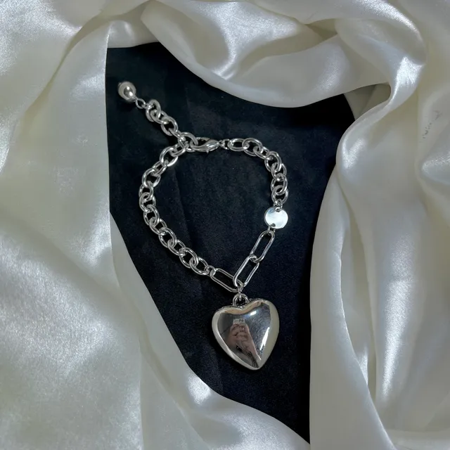 Big Heart Silver Chain Bracelet