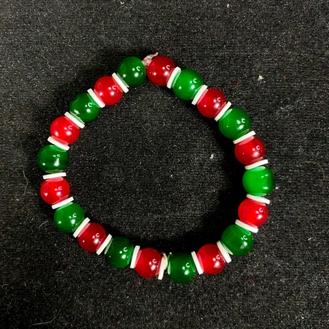 Christmas Red Green Glass Beads Bracelet