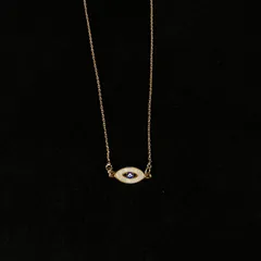 Evil Eye With Mother Of Pearl Charm Necklace