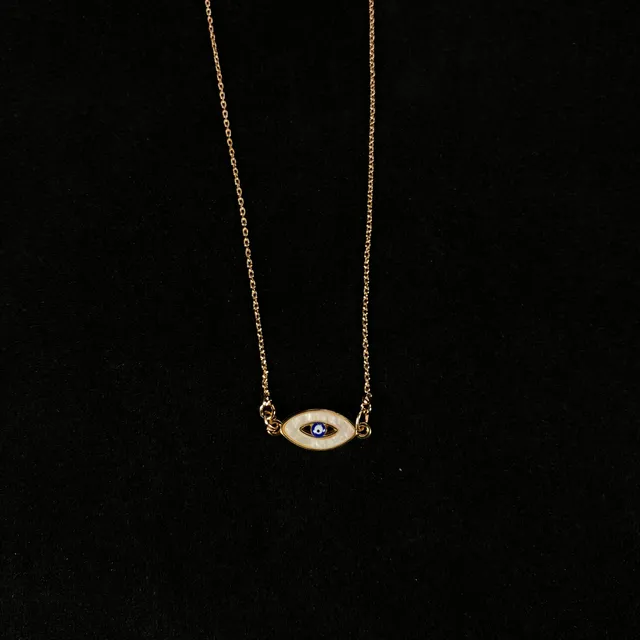 Evil Eye With Mother Of Pearl Charm Necklace