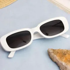 UV Protection Retro White Square Rectangular Sunglasses