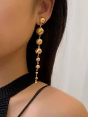 Golden Ball Drop Hanging Earrings