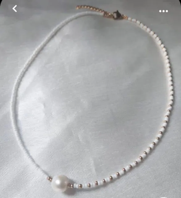Half Beaded With Pearl Necklace