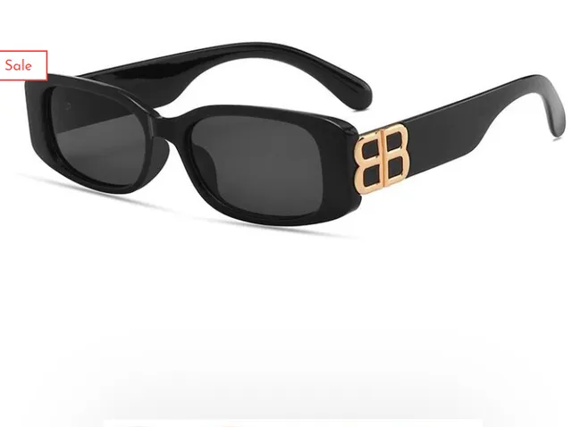 Black UV Protection Rectangular Sunglasses
