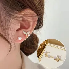 Minimal Fish Pearl Korean Earrings