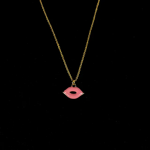 Cute Pink Lips Necklace