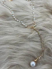 Bow Dainty Pearl Drop Necklace