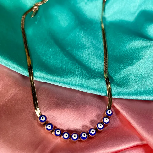 Rosegold Blue Evil Eye Necklace