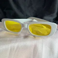 White With Yellow Shade Rectangular Sunglasses