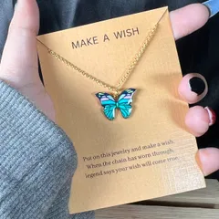 Green Butterfly Charm Necklace (Antitarnish-Golden)