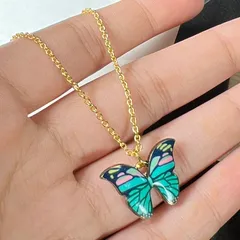 Green Butterfly Charm Necklace (Antitarnish-Golden)