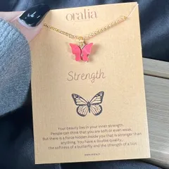 Acrylic Red Butterfly Charm Necklace (Golden)