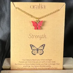 Acrylic Red Butterfly Charm Necklace (Golden)