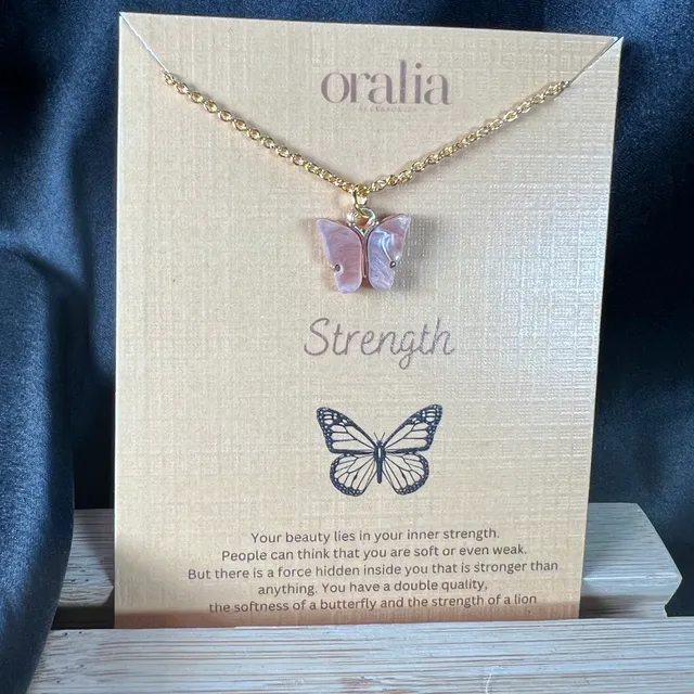 Acrylic Butterfly Charm Necklace (Golden)