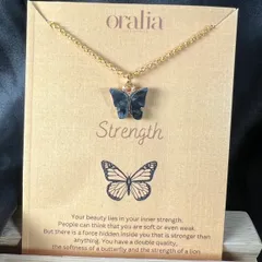 Black  Acrylic Butterfly Charm Necklace (Golden)