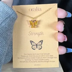 Yellow Acrylic Butterfly Charm Necklace (Golden)