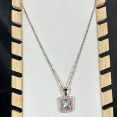 Premium Anti Tarnish Rosegold Necklace - White Designed Rectangle