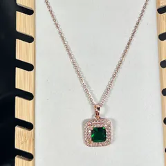 Premium Anti Tarnish Rosegold Necklace - Green Square