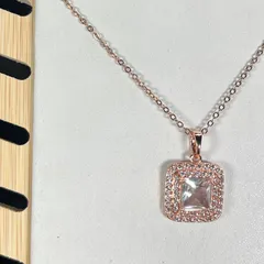 Premium Anti Tarnish Rosegold Necklace - White Square