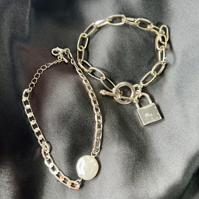 Lock And Stone Set Of 2 Bracelet