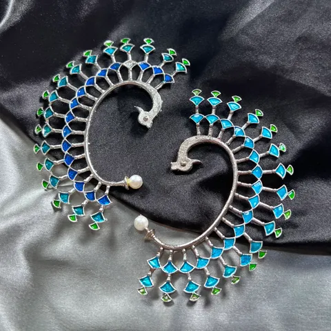 Peacock Earcuffs pair