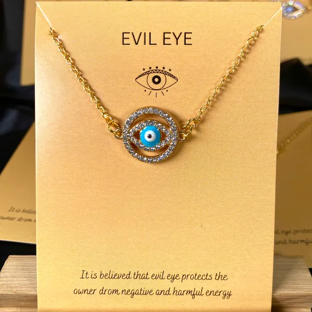 Round Evil Eye Charm Necklace (Golden)