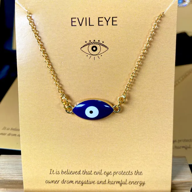 Blue Evil Eye Charm Necklace (Golden)