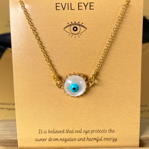 3D Round Evil Eye Charm Necklace (Golden)