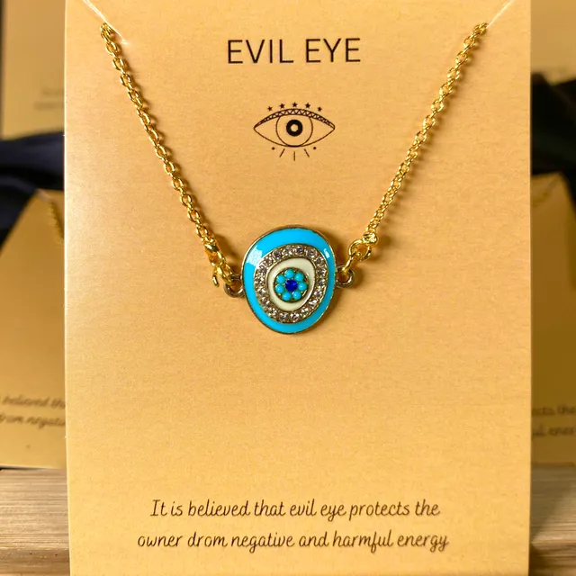 Zircon  Evil Eye Charm Necklace (Golden)