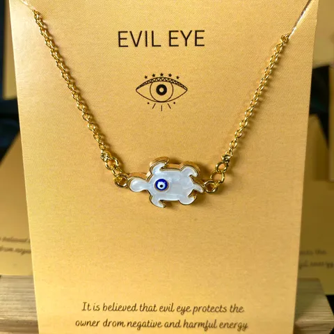 Tortoise Evil Eye Charm Necklace (Golden)