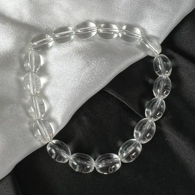 Oval Transparent Glass Beads Bracelet - Stretchable(D-12)