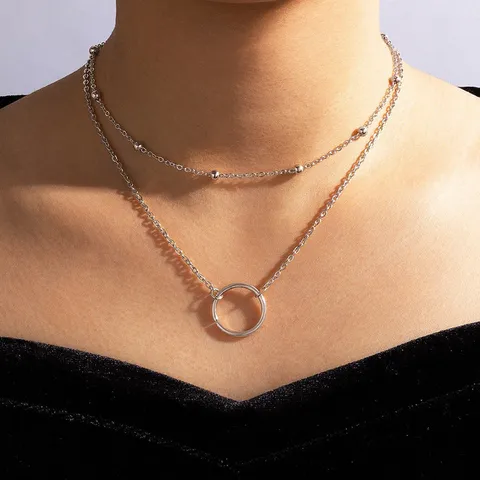 Double Layer  Ring Necklace (Silver)