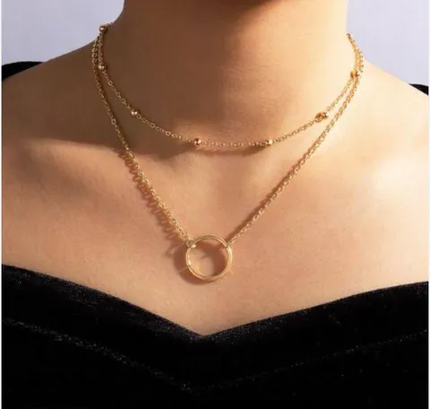 Double Layer  Ring Necklace (Golden)