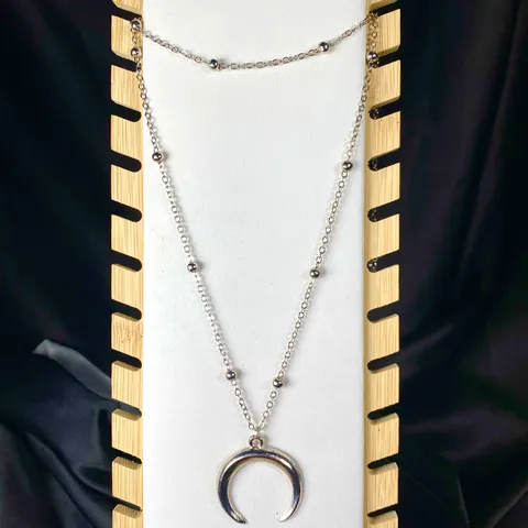 Silver  Moon Layered Necklace