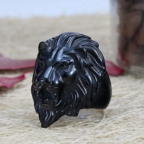 Black Lion Head Metal Ring