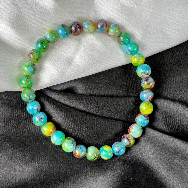 Tie - Dye Glass Beads Bracelet - Stretchable (Small Beads)