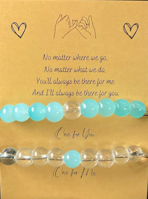 Sky Blue Couple  Stretchable Bracelet (Big Beads)