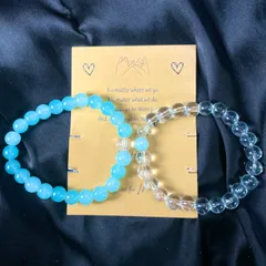 Sky Blue Couple  Stretchable Bracelet (Big Beads)