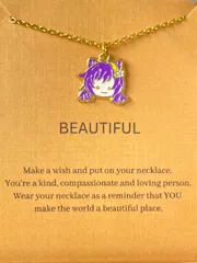 Anime Enamel Charm Necklace With Beautiful Card
